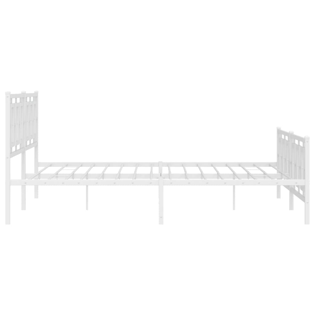 vidaXL Metal Bed Frame with Headboard and Footboard White 76"x79.9" King-4