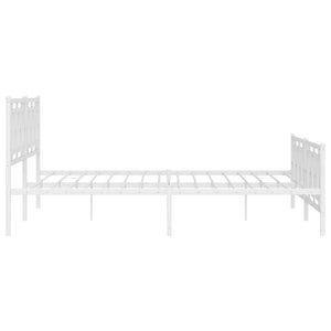 vidaXL Metal Bed Frame with Headboard and Footboard White 76"x79.9" King-4