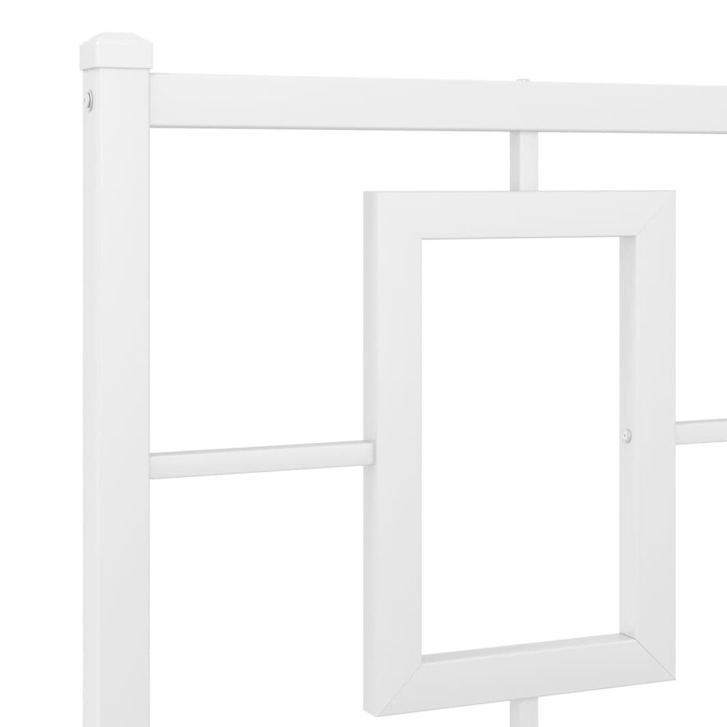 vidaXL Metal Bed Frame with Headboard and Footboard White 76"x79.9" King-6