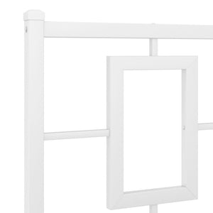 vidaXL Metal Bed Frame with Headboard and Footboard White 76"x79.9" King-6