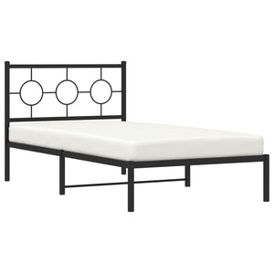 vidaXL Metal Bed Frame with Headboard Black 39.4"x78.7"-2