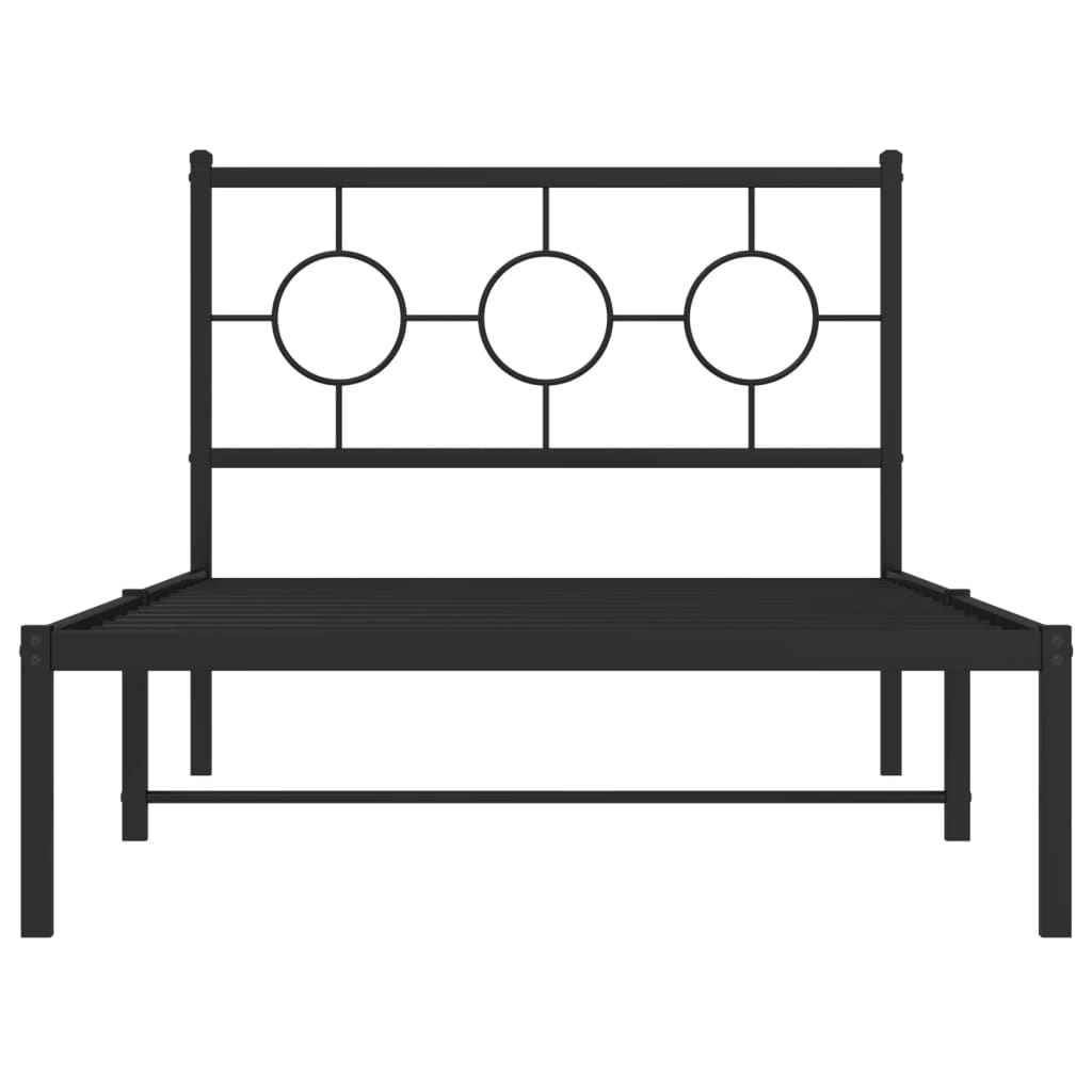 vidaXL Metal Bed Frame with Headboard Black 39.4"x78.7"-3