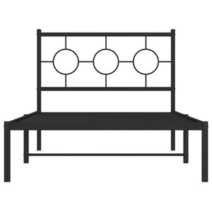 vidaXL Metal Bed Frame with Headboard Black 39.4"x78.7"-3