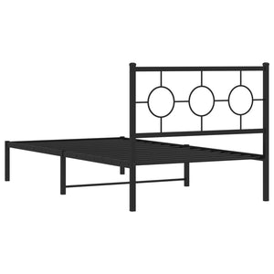 vidaXL Metal Bed Frame with Headboard Black 39.4"x78.7"-5