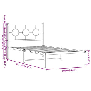 vidaXL Metal Bed Frame with Headboard Black 39.4"x78.7"-7