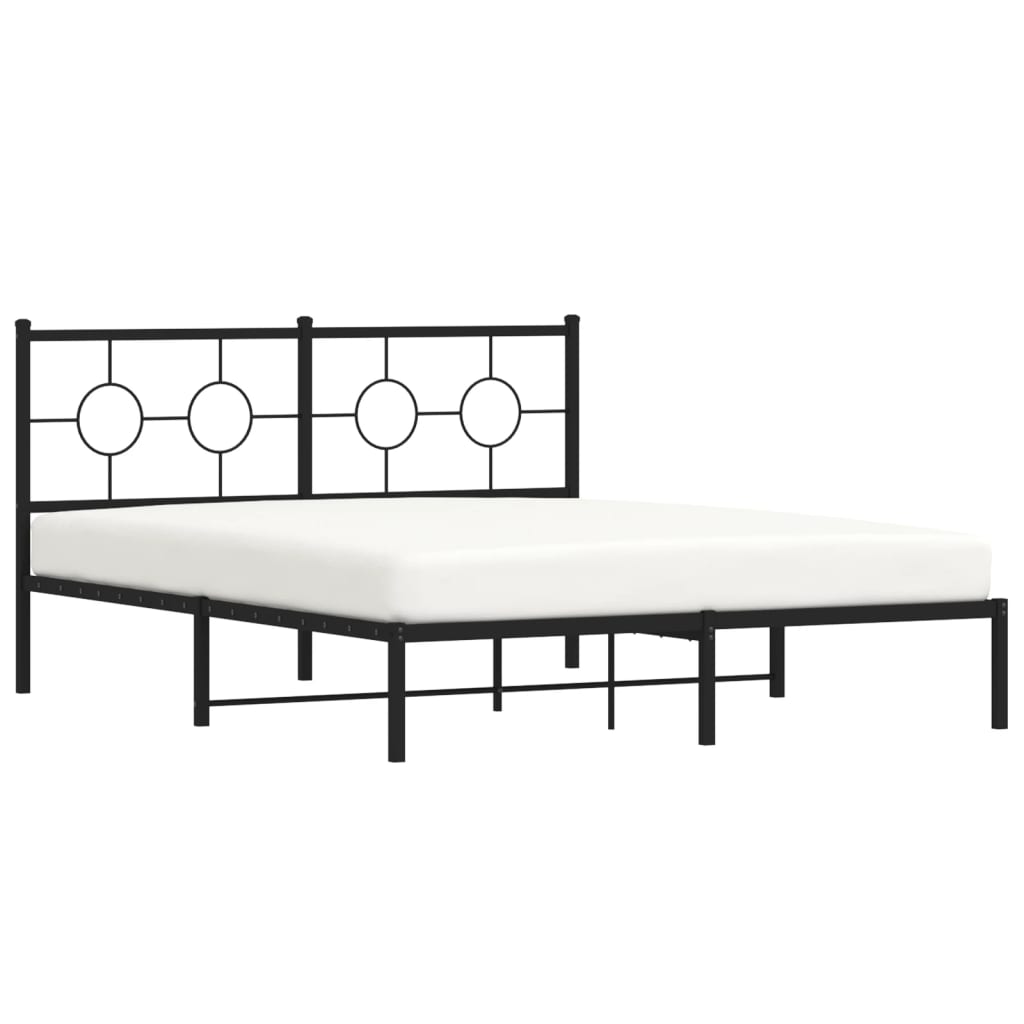 vidaXL Metal Bed Frame with Headboard Black 59.1"x78.7"-2