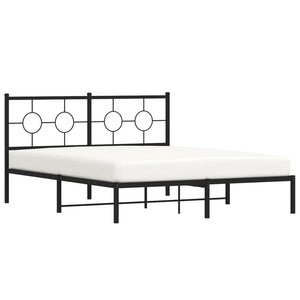 vidaXL Metal Bed Frame with Headboard Black 59.1"x78.7"-2