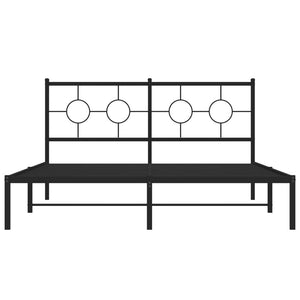 vidaXL Metal Bed Frame with Headboard Black 59.1"x78.7"-3