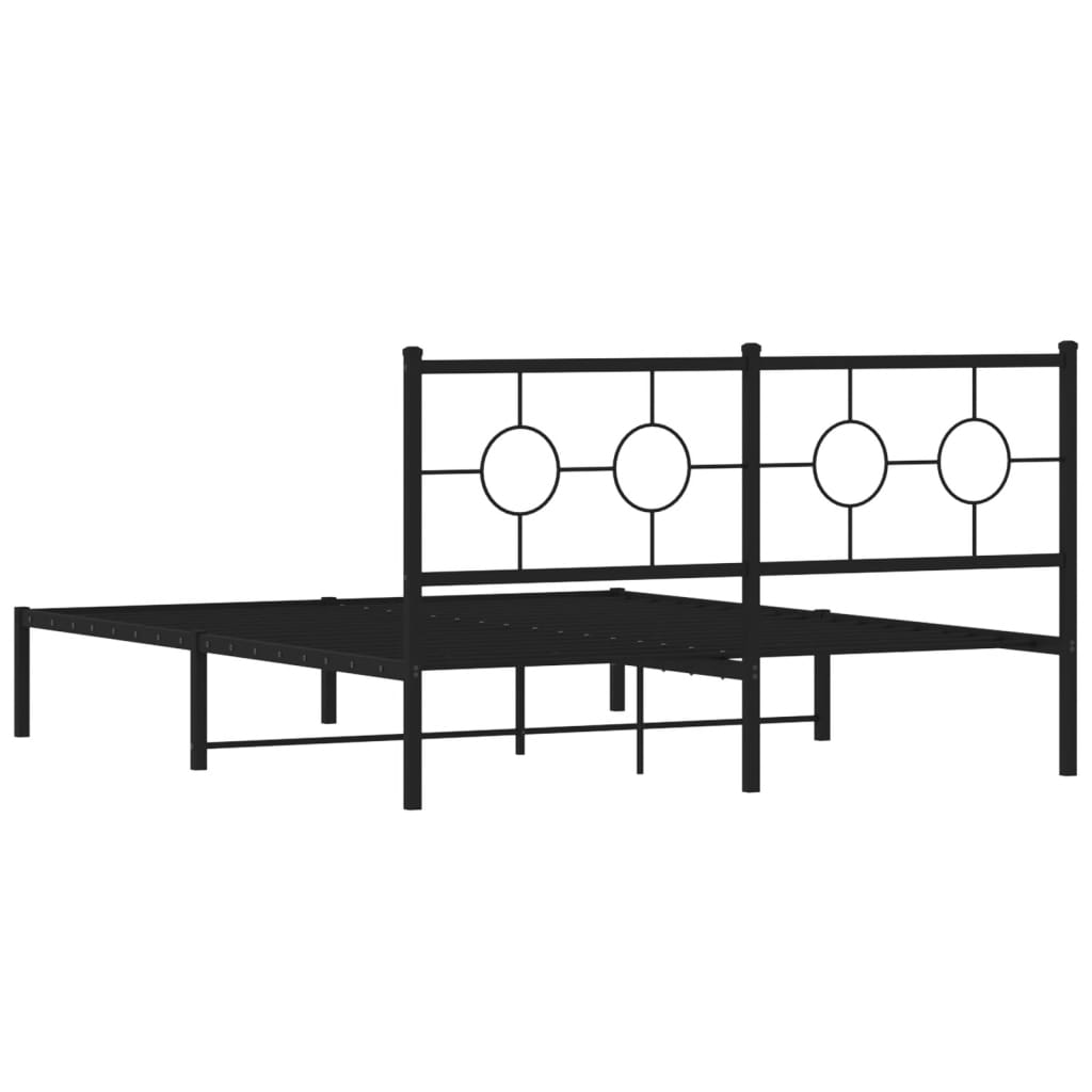 vidaXL Metal Bed Frame with Headboard Black 59.1"x78.7"-5