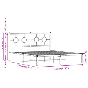 vidaXL Metal Bed Frame with Headboard Black 59.1"x78.7"-7