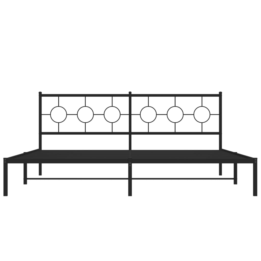 vidaXL Metal Bed Frame with Headboard Black 76"x79.9" King-3