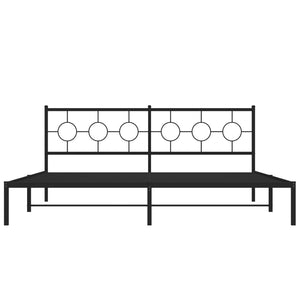 vidaXL Metal Bed Frame with Headboard Black 76"x79.9" King-3