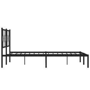 vidaXL Metal Bed Frame with Headboard Black 76"x79.9" King-4