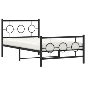 vidaXL Metal Bed Frame with Headboard and Footboard Black 39.4"x78.7"-2