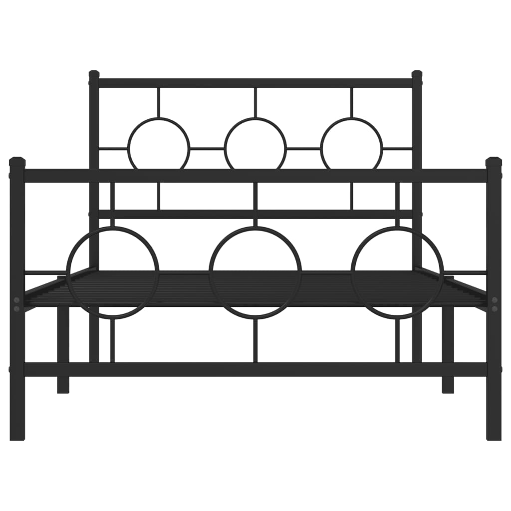 vidaXL Metal Bed Frame with Headboard and Footboard Black 39.4"x78.7"-3