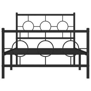 vidaXL Metal Bed Frame with Headboard and Footboard Black 39.4"x78.7"-3