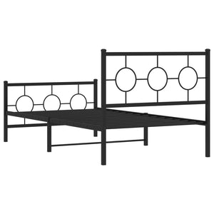 vidaXL Metal Bed Frame with Headboard and Footboard Black 39.4"x78.7"-5