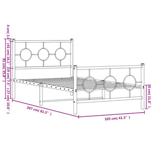 vidaXL Metal Bed Frame with Headboard and Footboard Black 39.4"x78.7"-7