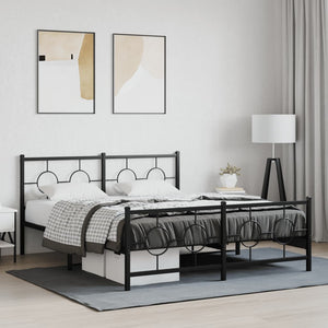 vidaXL Metal Bed Frame with Headboard and Footboard Black 59.1"x78.7"-1