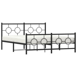 vidaXL Metal Bed Frame with Headboard and Footboard Black 59.1"x78.7"-2