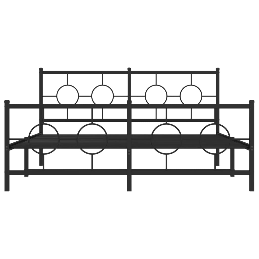 vidaXL Metal Bed Frame with Headboard and Footboard Black 59.1"x78.7"-3