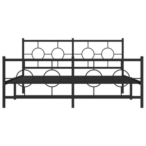 vidaXL Metal Bed Frame with Headboard and Footboard Black 59.1"x78.7"-3