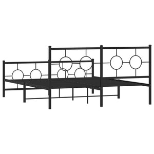 vidaXL Metal Bed Frame with Headboard and Footboard Black 59.1"x78.7"-5