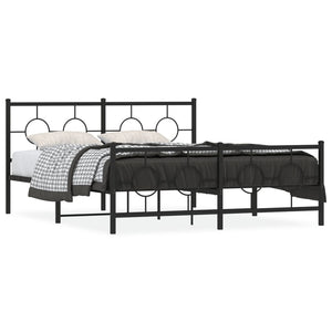 vidaXL Metal Bed Frame with Headboard and Footboard Black 59.1"x78.7"-0