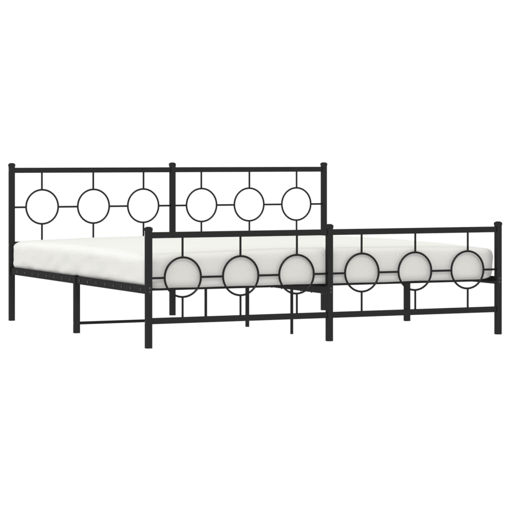 vidaXL Metal Bed Frame with Headboard and Footboard Black 76"x79.9" King-2