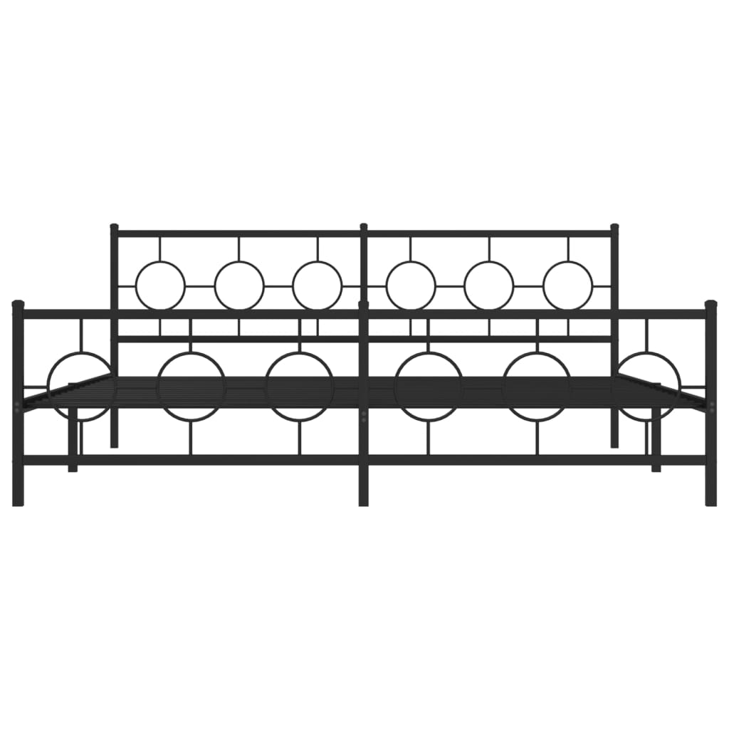 vidaXL Metal Bed Frame with Headboard and Footboard Black 76"x79.9" King-3