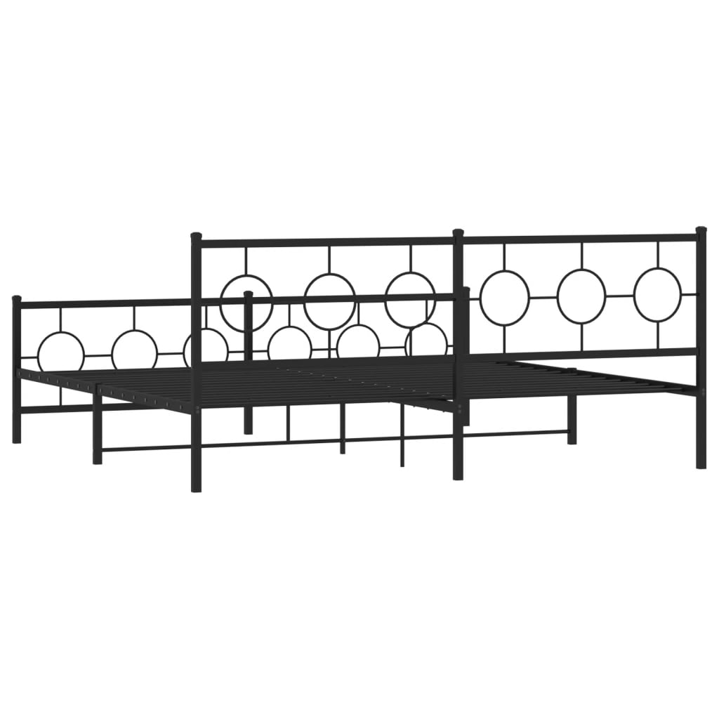 vidaXL Metal Bed Frame with Headboard and Footboard Black 76"x79.9" King-5