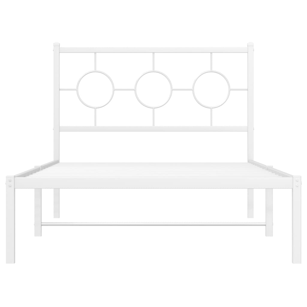 vidaXL Metal Bed Frame with Headboard White 39.4"x78.7"-4