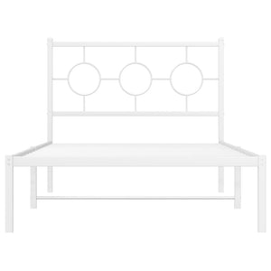 vidaXL Metal Bed Frame with Headboard White 39.4"x78.7"-4