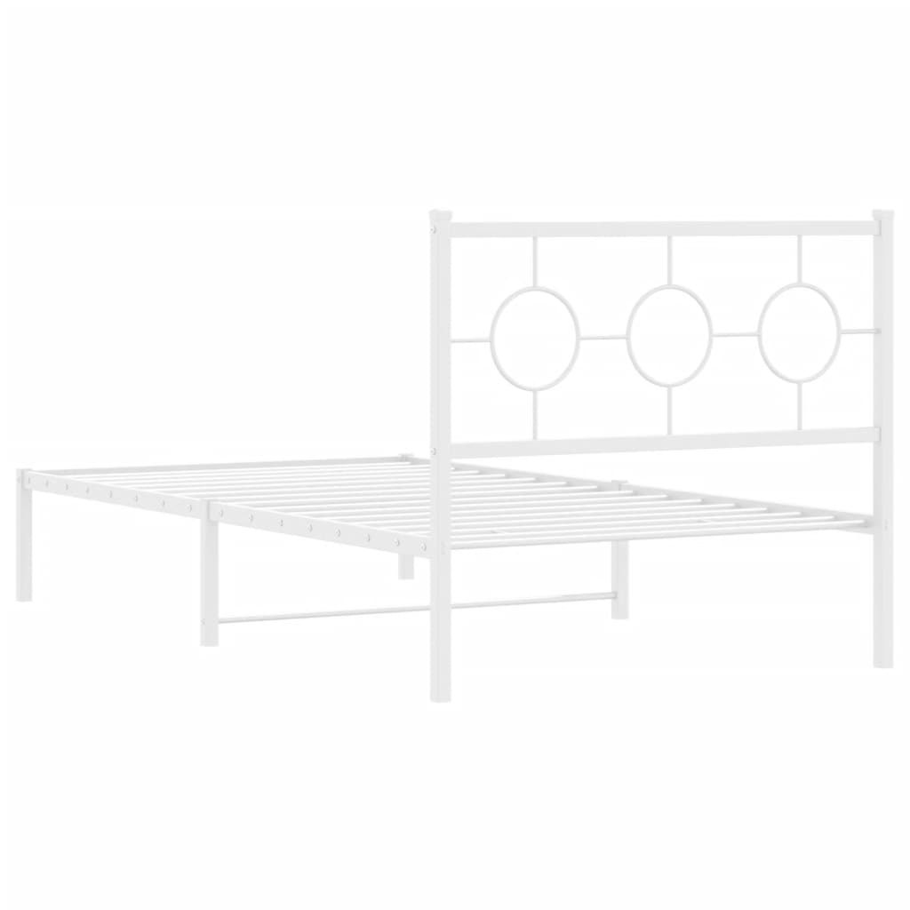 vidaXL Metal Bed Frame with Headboard White 39.4"x78.7"-6