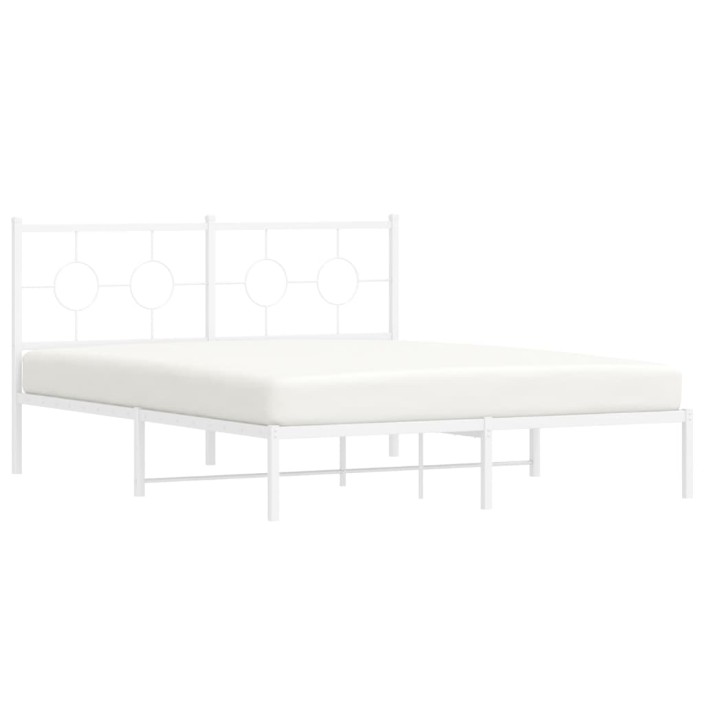 vidaXL Metal Bed Frame with Headboard White 59.1"x78.7"-4