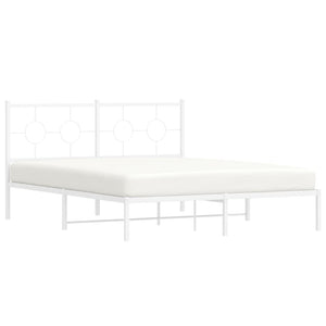 vidaXL Metal Bed Frame with Headboard White 59.1"x78.7"-4