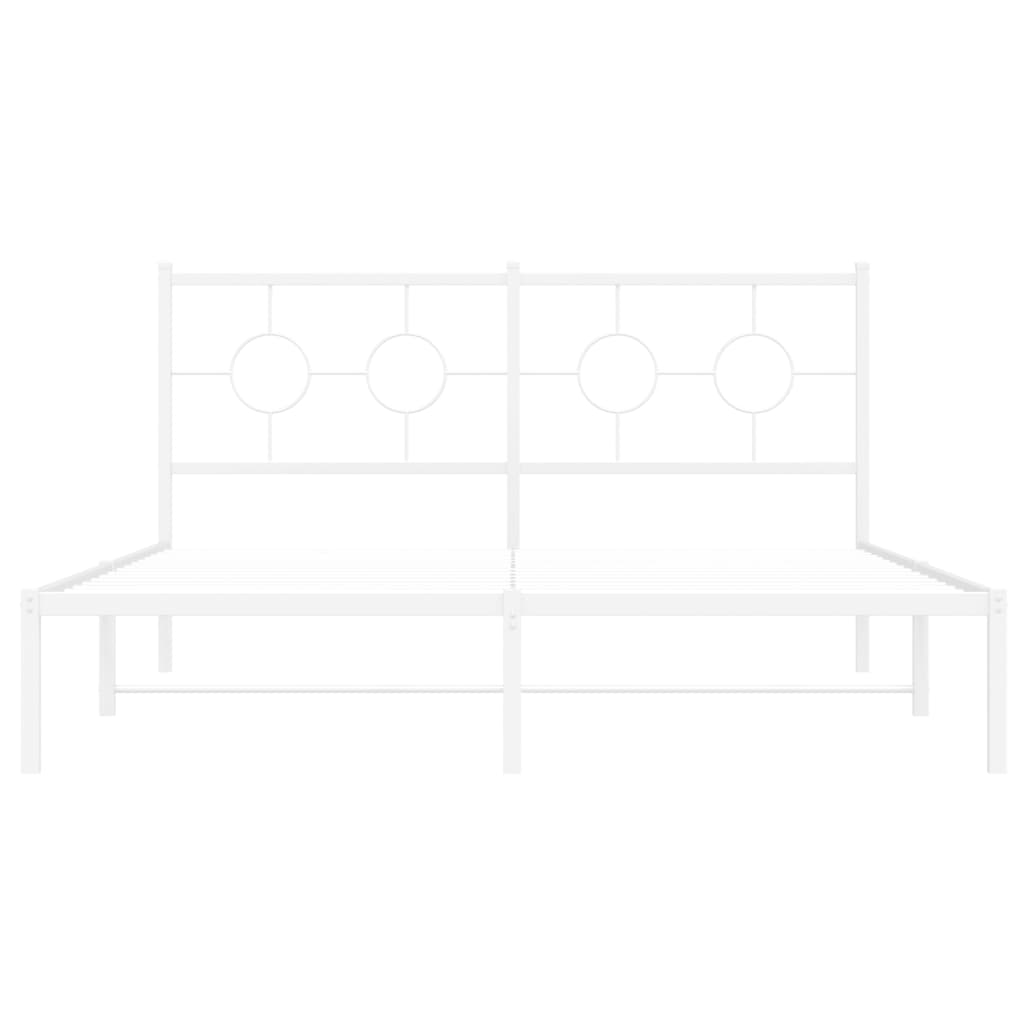 vidaXL Metal Bed Frame with Headboard White 59.1"x78.7"-5