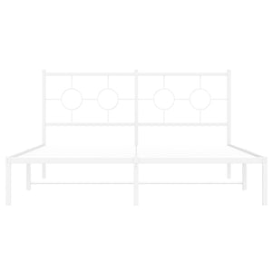 vidaXL Metal Bed Frame with Headboard White 59.1"x78.7"-5