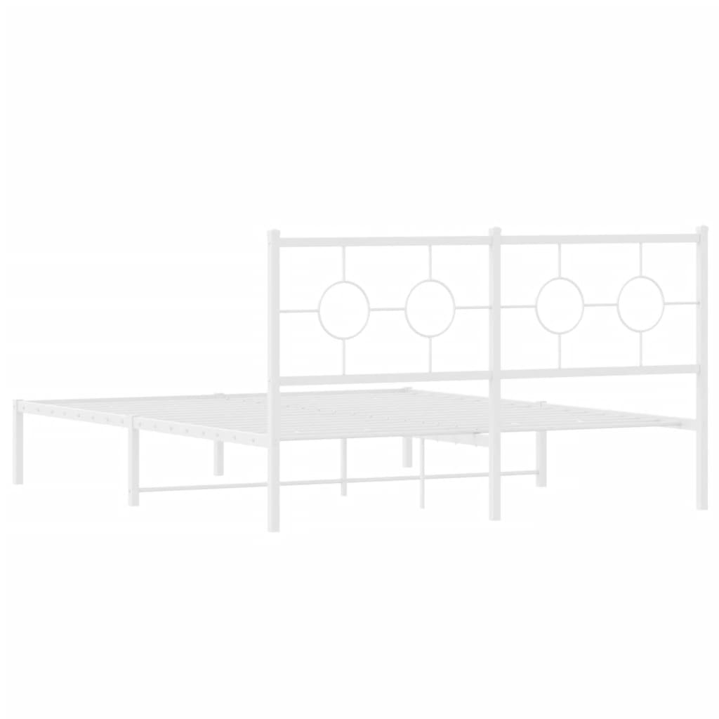 vidaXL Metal Bed Frame with Headboard White 59.1"x78.7"-7