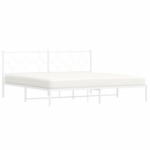 vidaXL Metal Bed Frame with Headboard White 76"x79.9" King-4