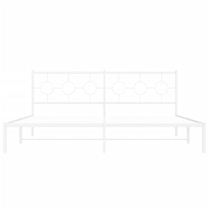 vidaXL Metal Bed Frame with Headboard White 76"x79.9" King-5