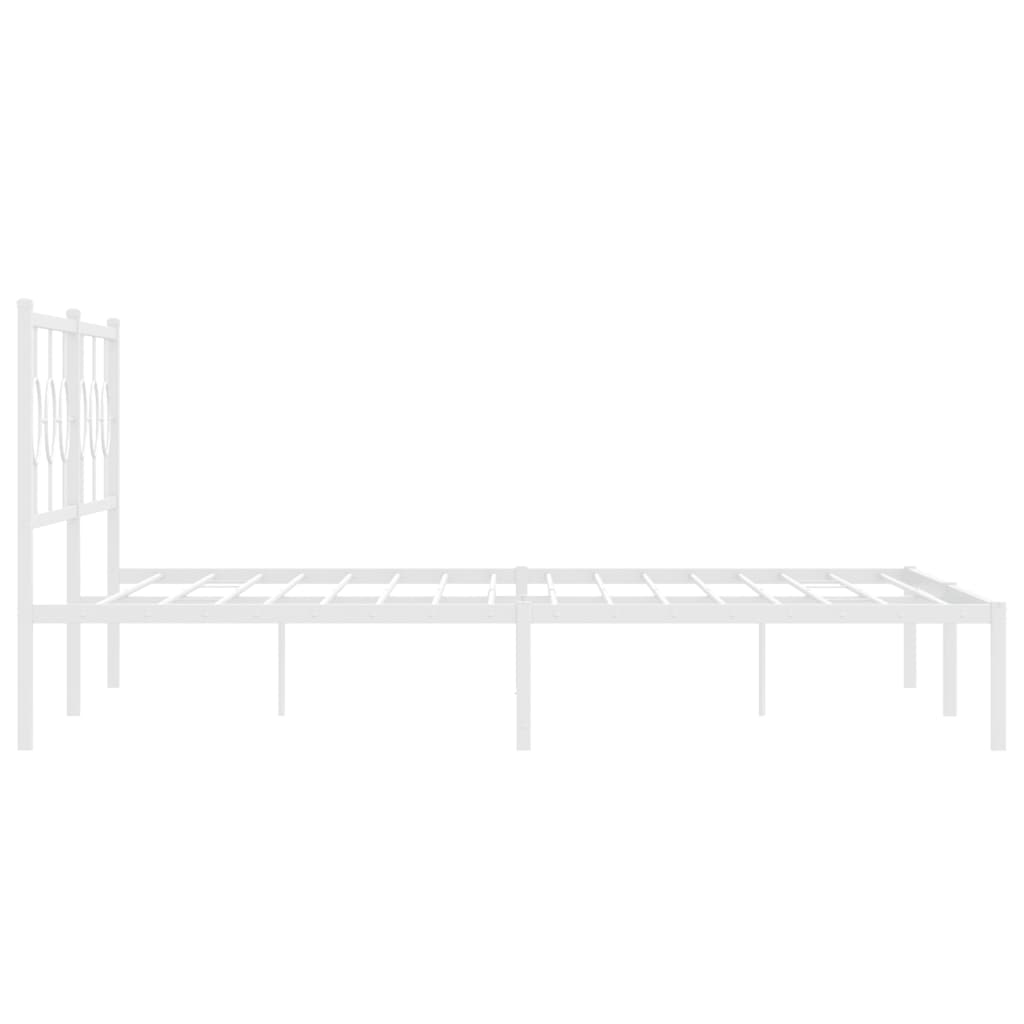 vidaXL Metal Bed Frame with Headboard White 76"x79.9" King-6