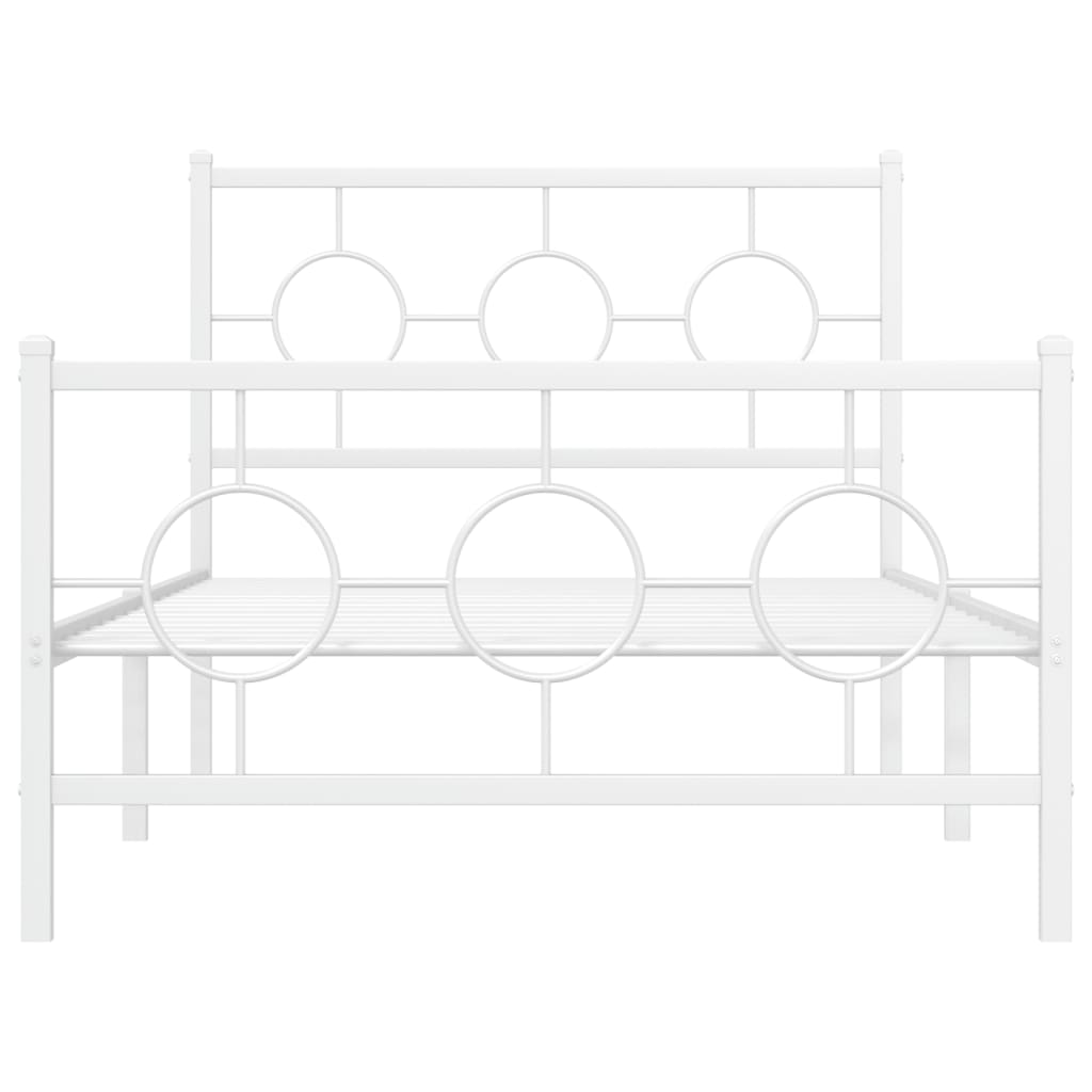 vidaXL Metal Bed Frame with Headboard and Footboard White 39.4"x78.7"-5