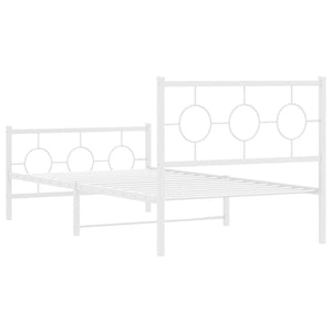 vidaXL Metal Bed Frame with Headboard and Footboard White 39.4"x78.7"-7