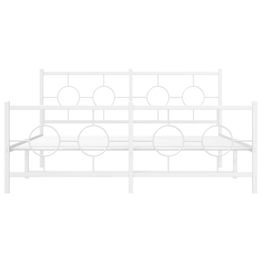 vidaXL Metal Bed Frame with Headboard and Footboard White 59.1"x78.7"-5