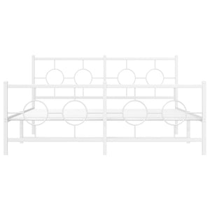 vidaXL Metal Bed Frame with Headboard and Footboard White 59.1"x78.7"-5