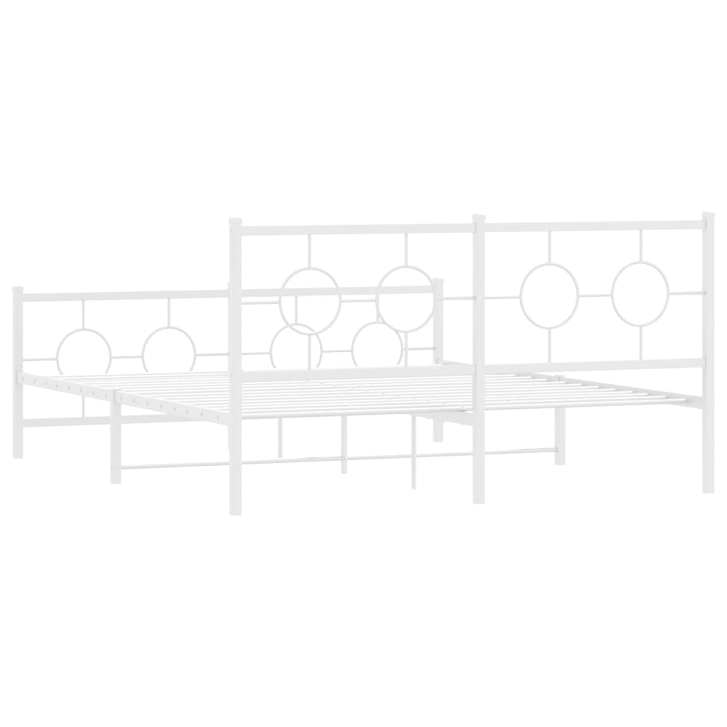 vidaXL Metal Bed Frame with Headboard and Footboard White 59.1"x78.7"-7