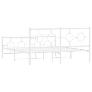 vidaXL Metal Bed Frame with Headboard and Footboard White 59.1"x78.7"-7