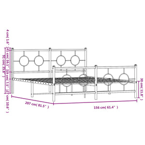 vidaXL Metal Bed Frame with Headboard and Footboard White 59.1"x78.7"-9