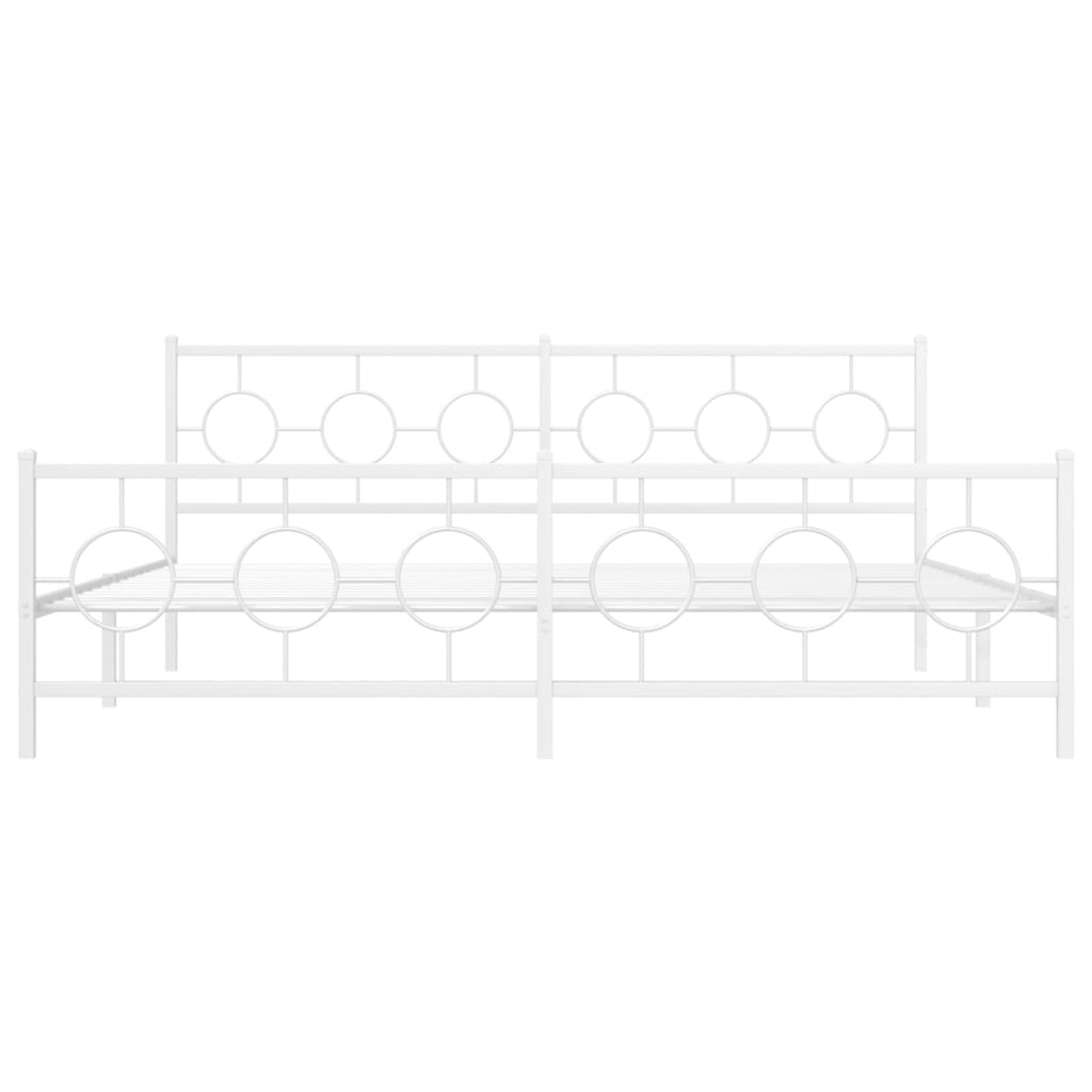 vidaXL Metal Bed Frame with Headboard and Footboard White 76"x79.9" King-7